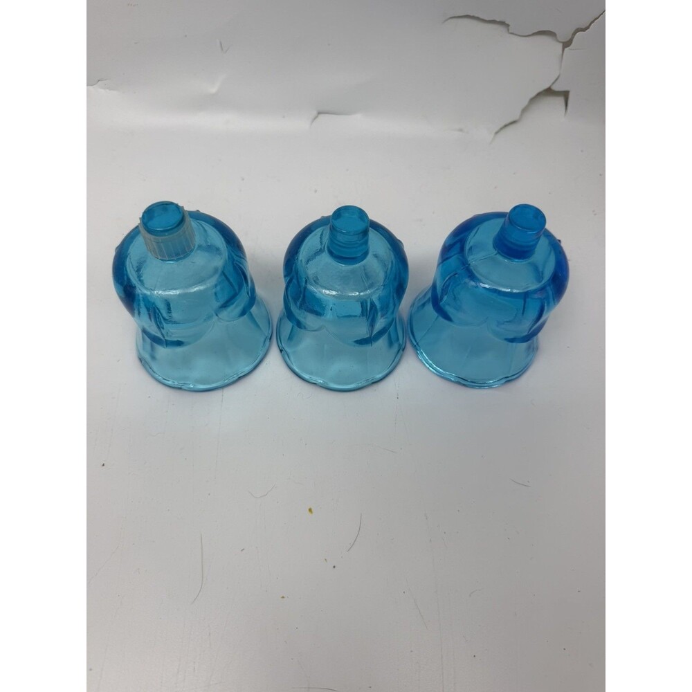 3 Aqua Blue Starlight Tulip Vintage Votive Candle Holder